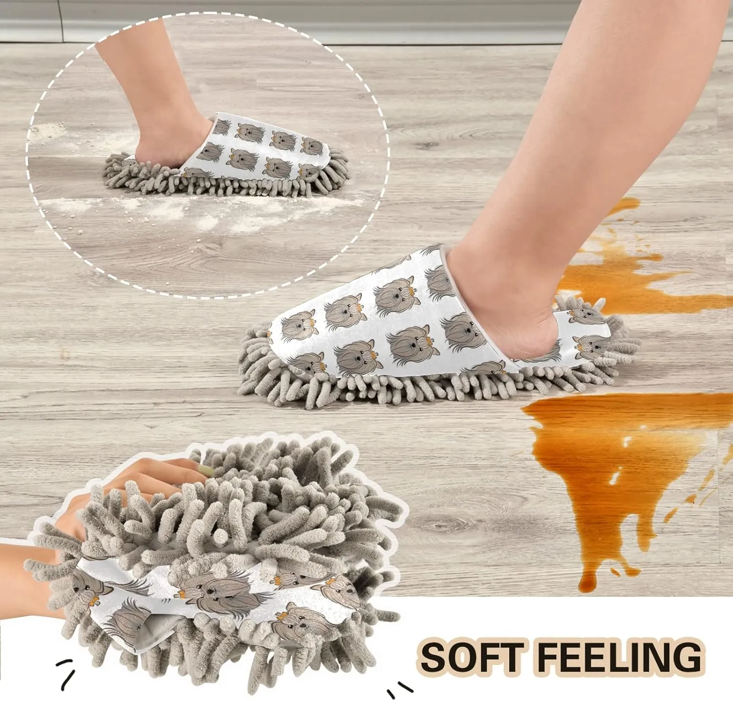 Poeticcity Mop Slippers Shoes, Unisex Cleaning House Slippers Spa Dusting Slippers M-L