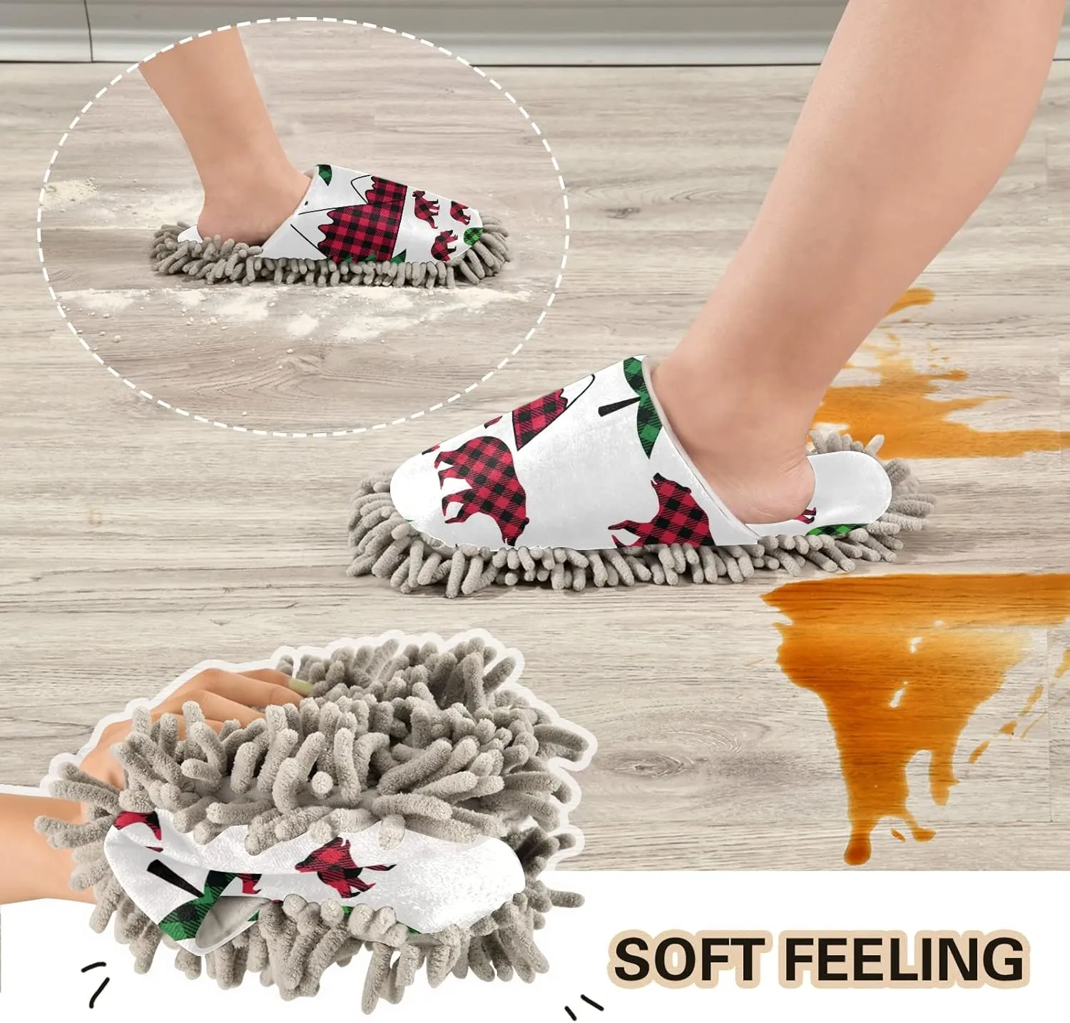 Poeticcity Mop Slippers Shoes, Unisex Cleaning House Slippers Spa Dusting Slippers M-L