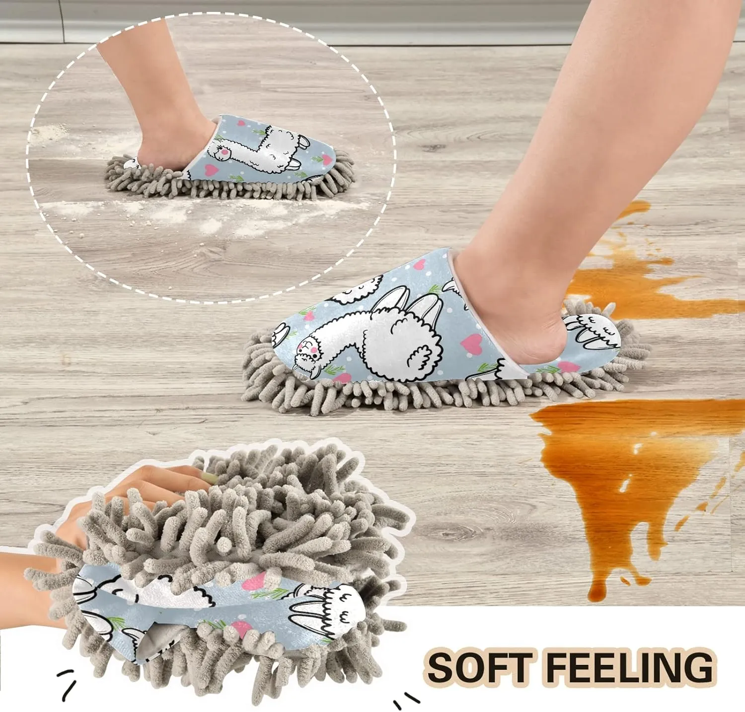 Poeticcity Mop Slippers Shoes, Unisex Cleaning House Slippers Spa Dusting Slippers M-L