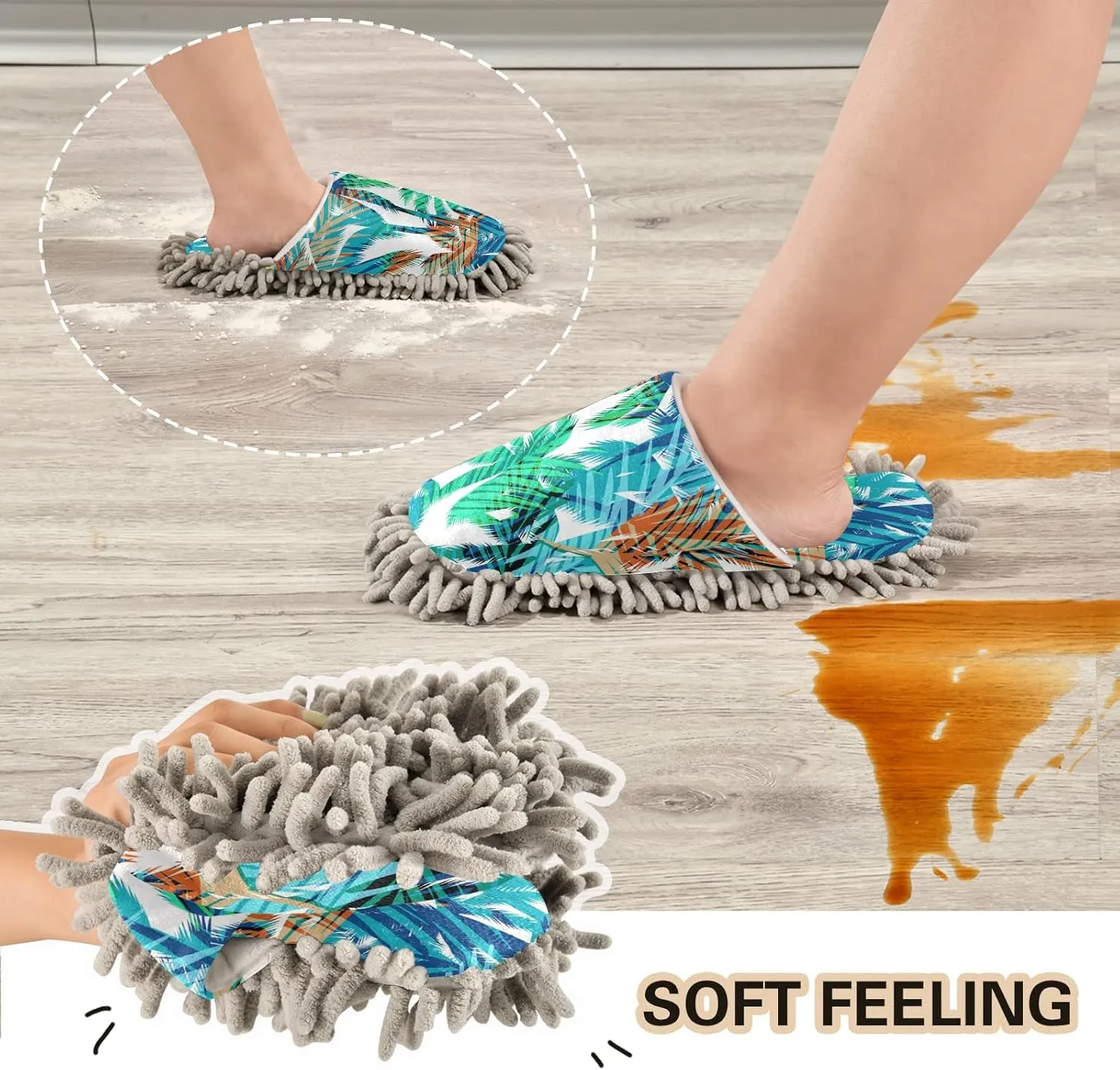 Poeticcity Mop Slippers Shoes, Unisex Cleaning House Slippers Spa Dusting Slippers M-L