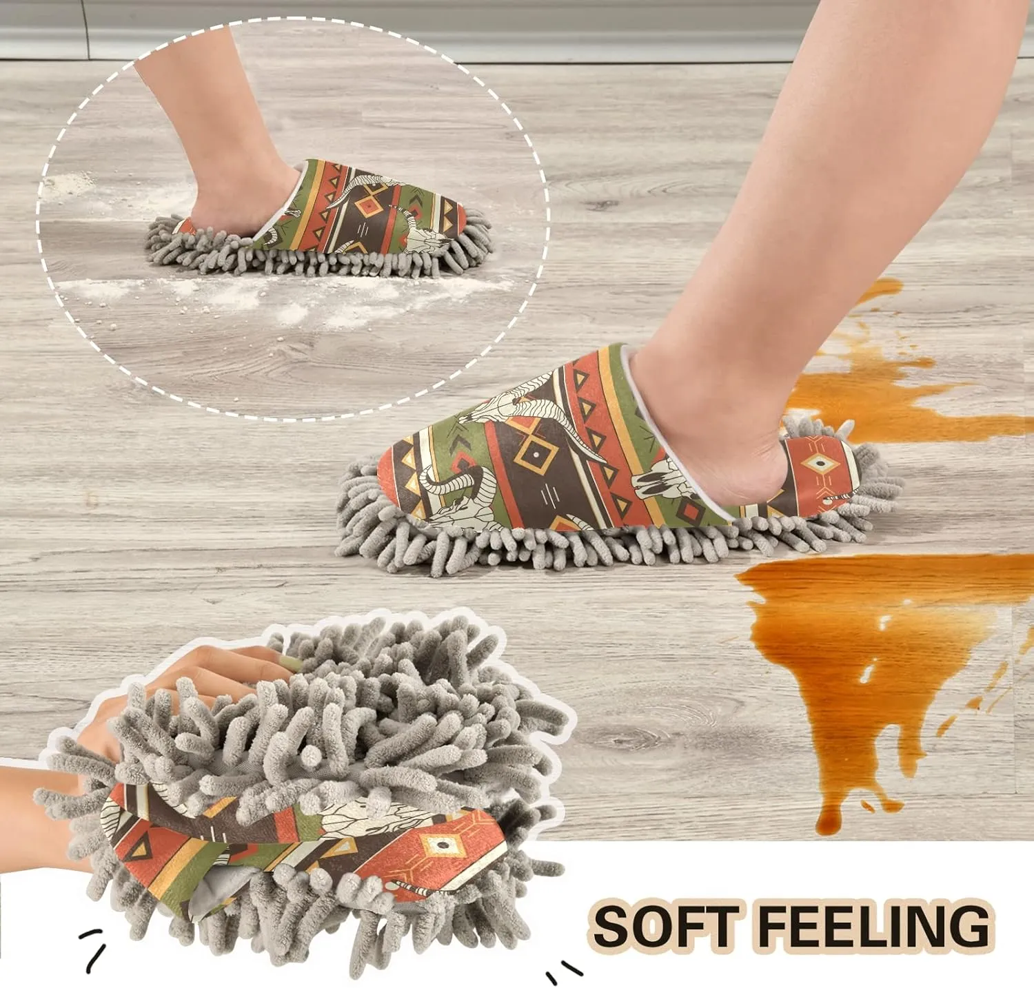 Poeticcity Mop Slippers Shoes, Unisex Cleaning House Slippers Spa Dusting Slippers M-L