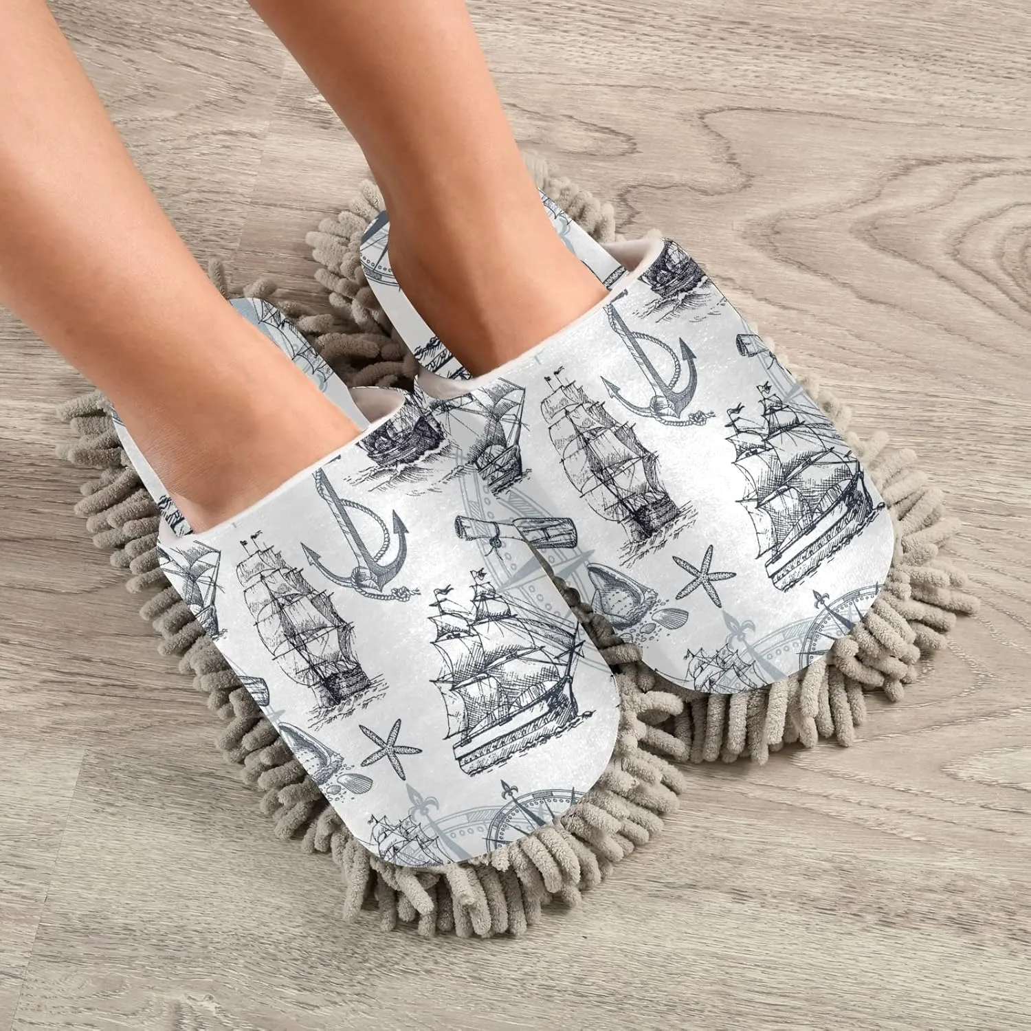 Poeticcity Mop Slippers Shoes, Unisex Cleaning House Slippers Spa Dusting Slippers M-L