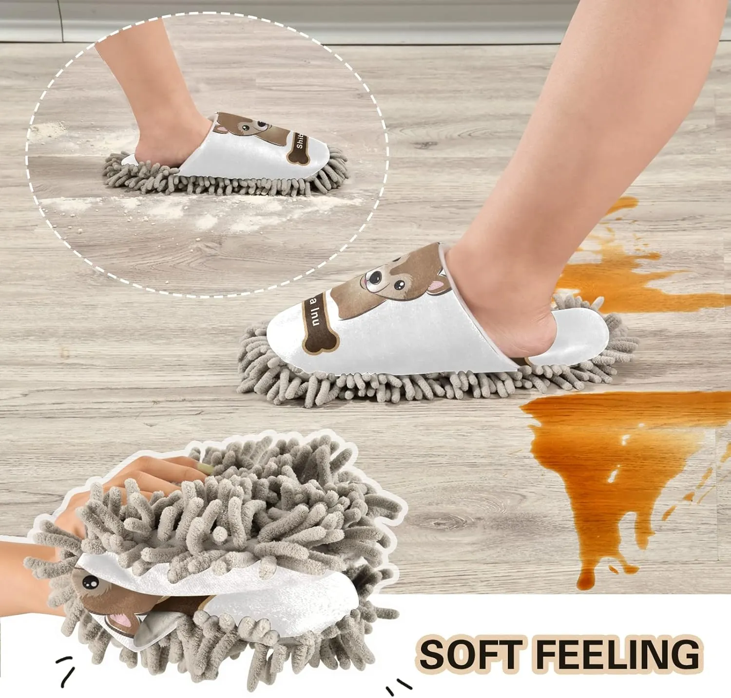 Poeticcity Mop Slippers Shoes, Unisex Cleaning House Slippers Spa Dusting Slippers M-L