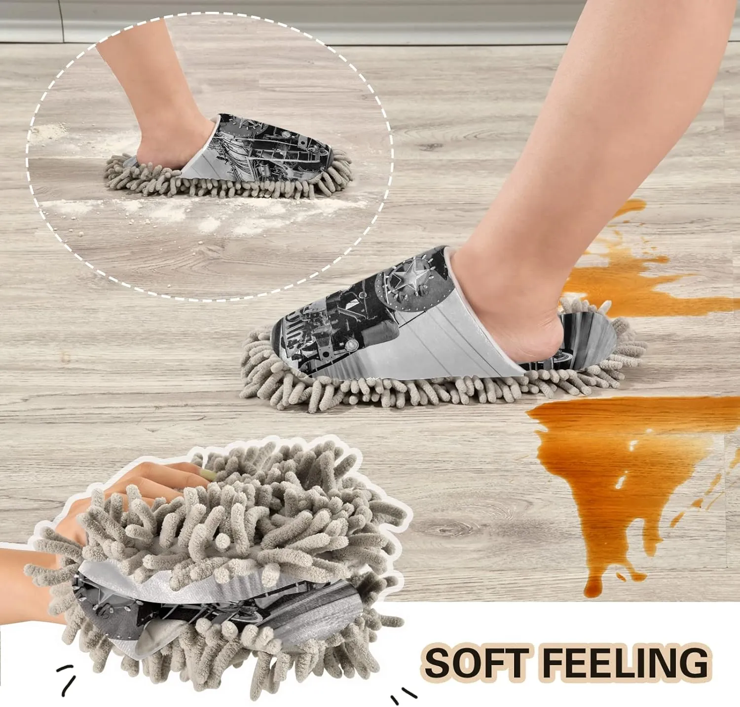 Poeticcity Mop Slippers Shoes, Unisex Cleaning House Slippers Spa Dusting Slippers M-L