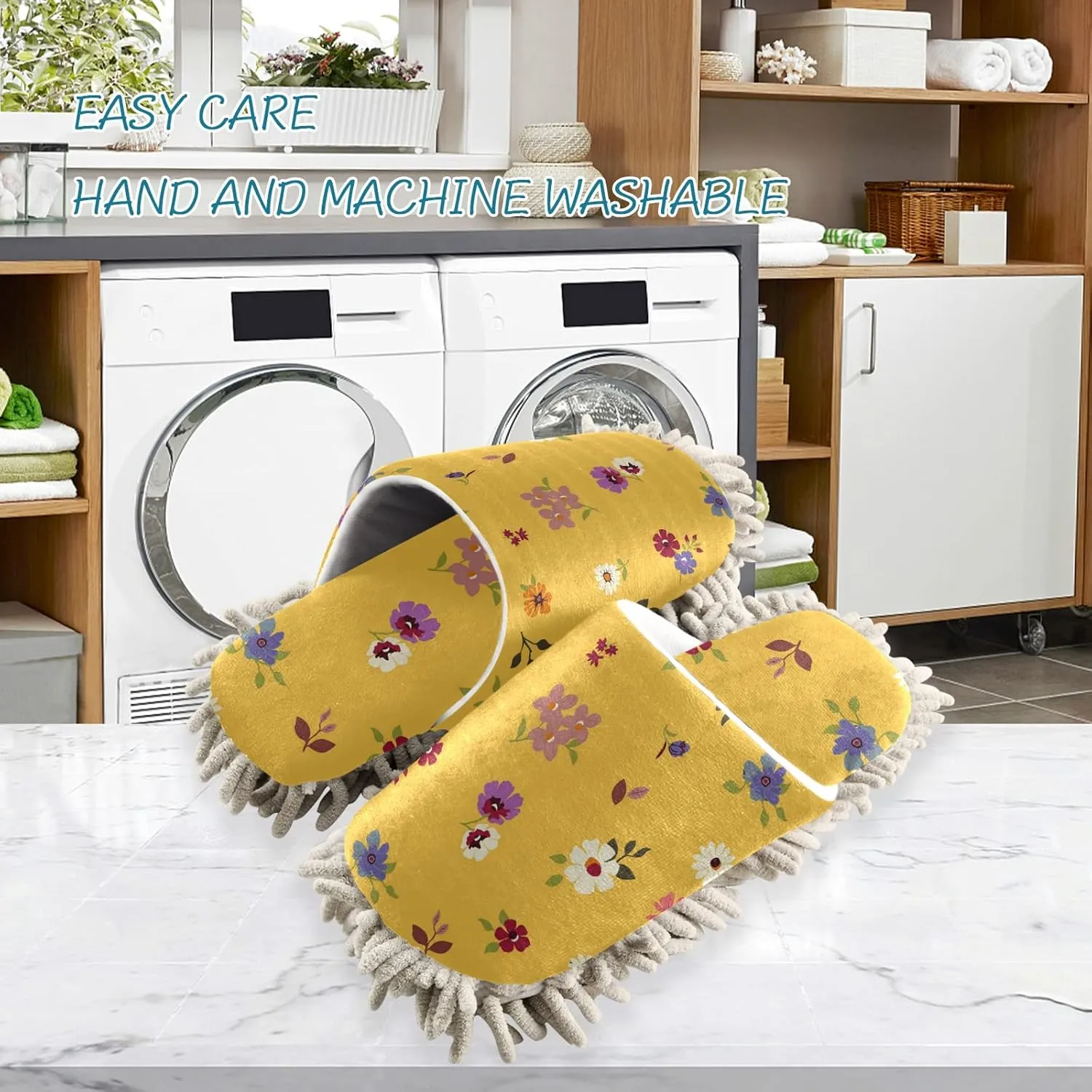 Poeticcity Mop Slippers Shoes, Unisex Cleaning House Slippers Spa Dusting Slippers M-L