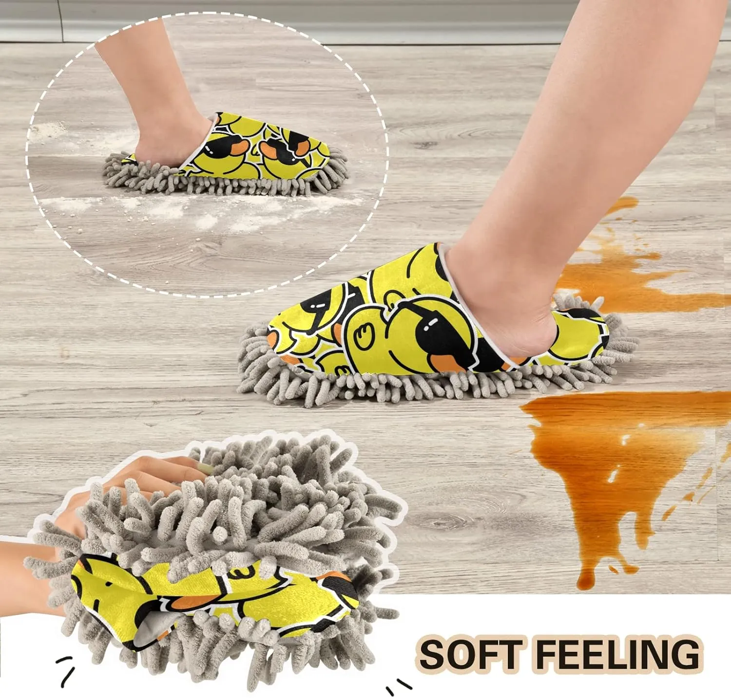 Poeticcity Mop Slippers Shoes, Unisex Cleaning House Slippers Spa Dusting Slippers M-L