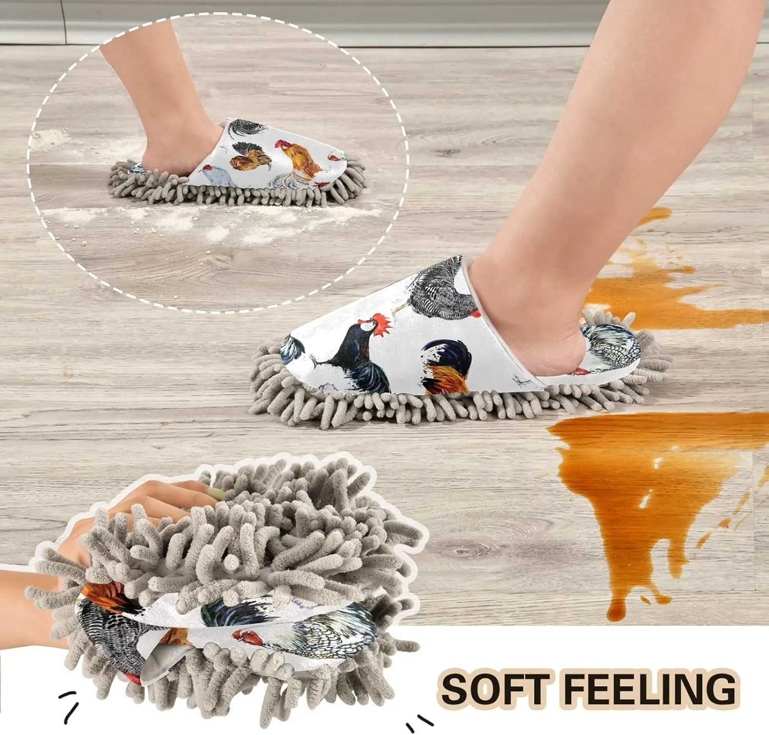 Poeticcity Mop Slippers Shoes, Unisex Cleaning House Slippers Spa Dusting Slippers M-L
