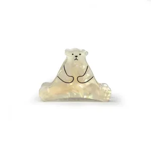 Polar Bear Hair Clip for Women – Cute Pearlized Hair Clip with Gold-Tone Hardware – Strong Grip for All Hair Types – Fun Animal Design, Perfect for Casual & Winter Looks - White