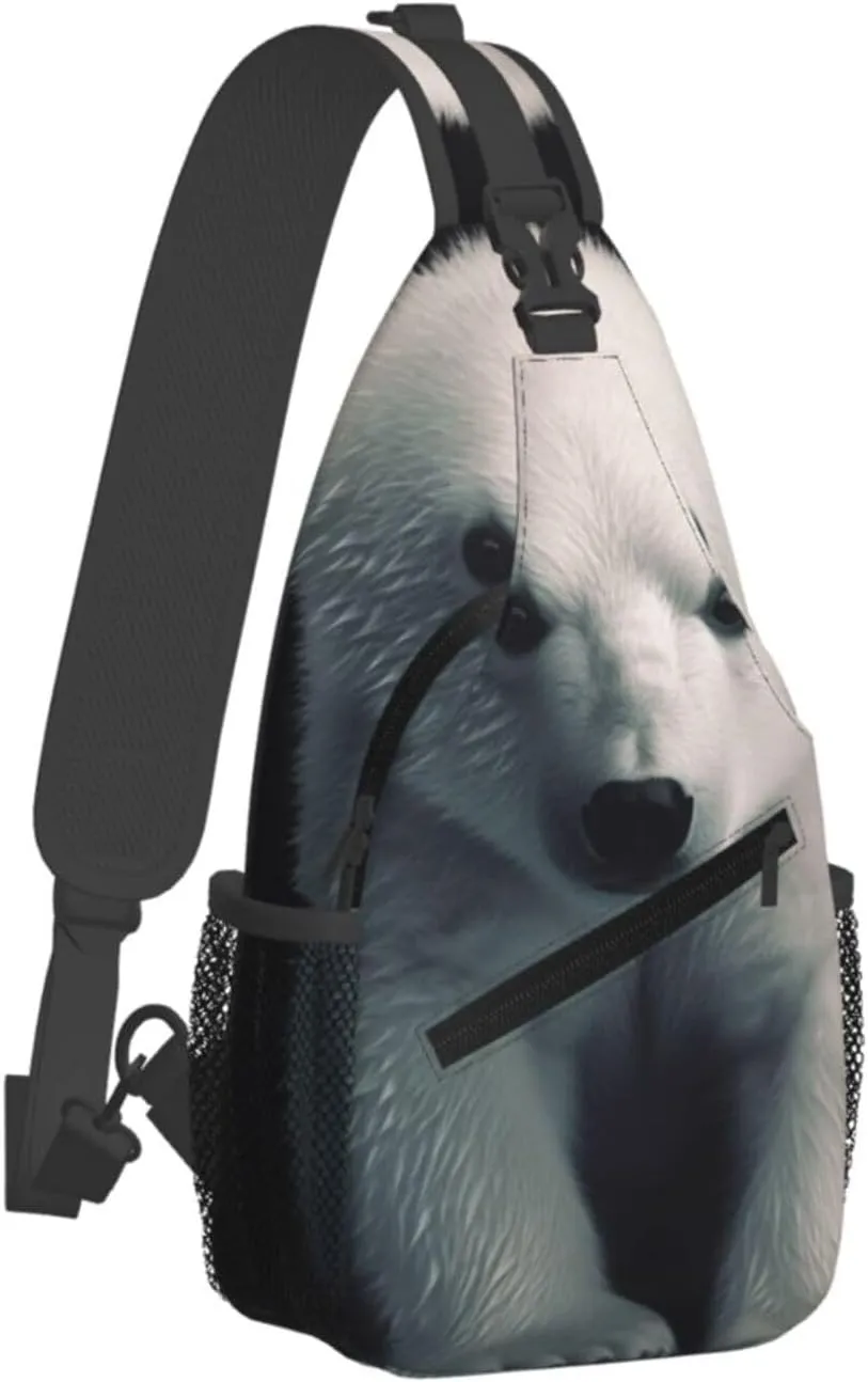 Polar Bear Print Cross Chest Bag Diagonally Durable & Comfortable For Travel And Daily Use
