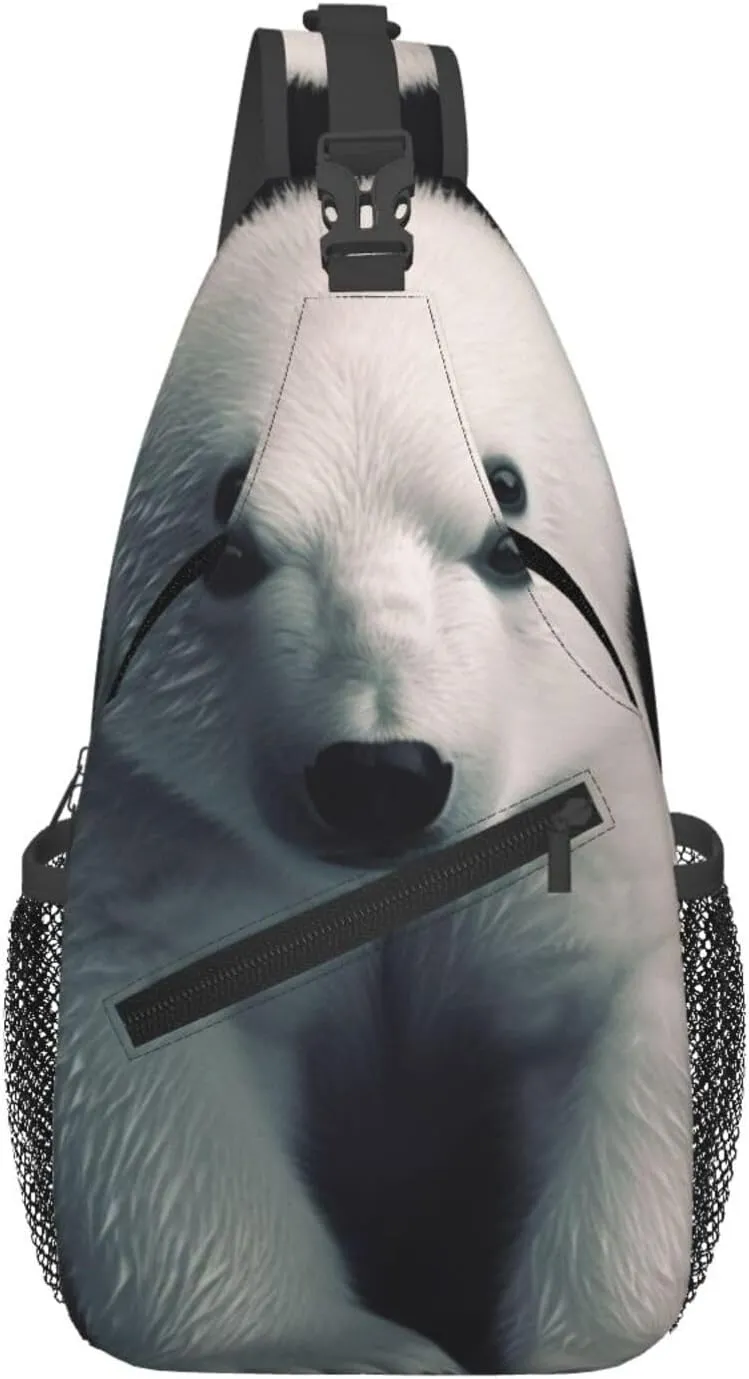 Polar Bear Print Cross Chest Bag Diagonally Durable & Comfortable For Travel And Daily Use