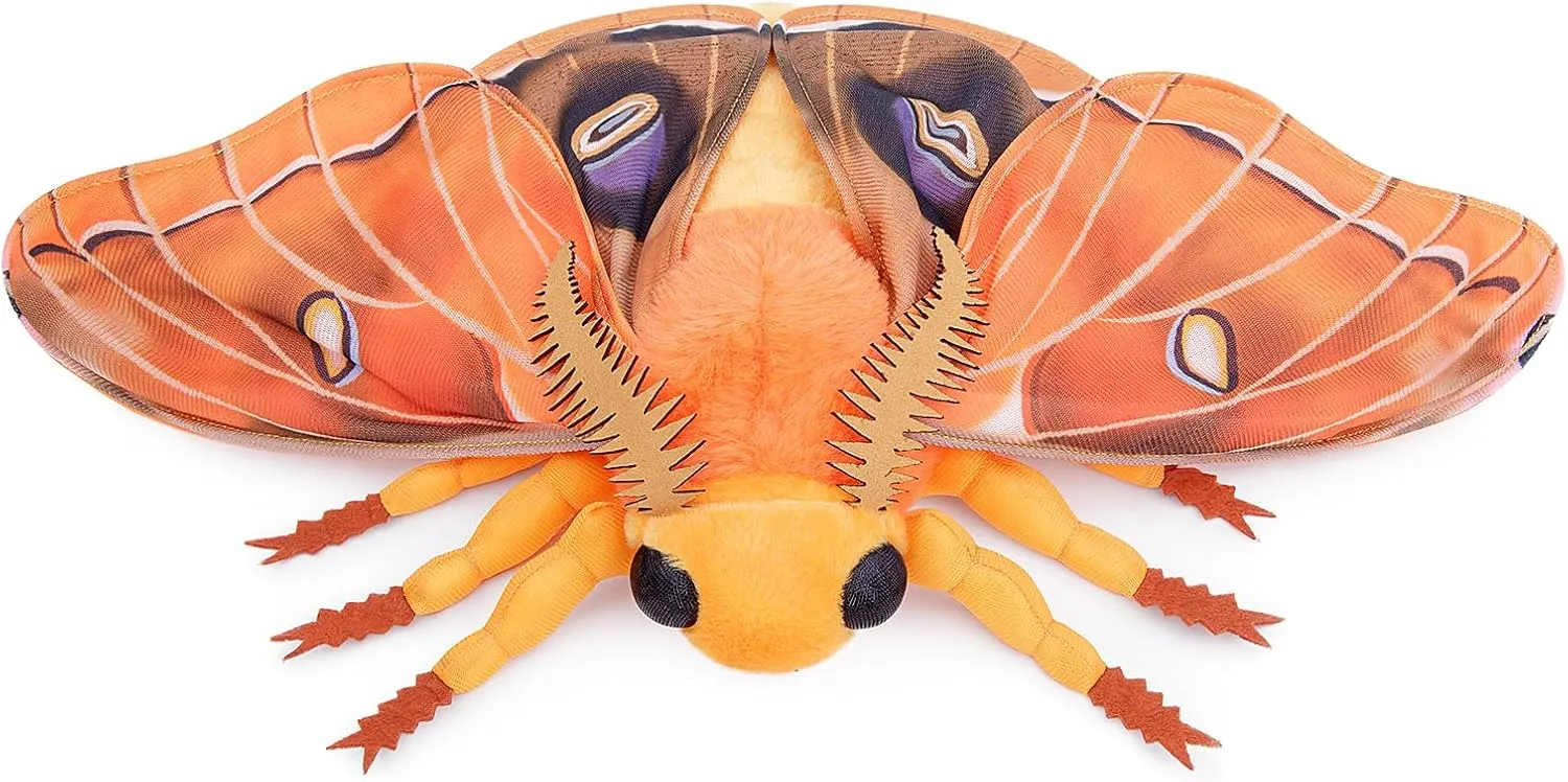 Polyphemus Moth Plush Toy, Large Realistic Soft Big Moth Plushie Model Toy, Unique Plush Gift Collection for Kids