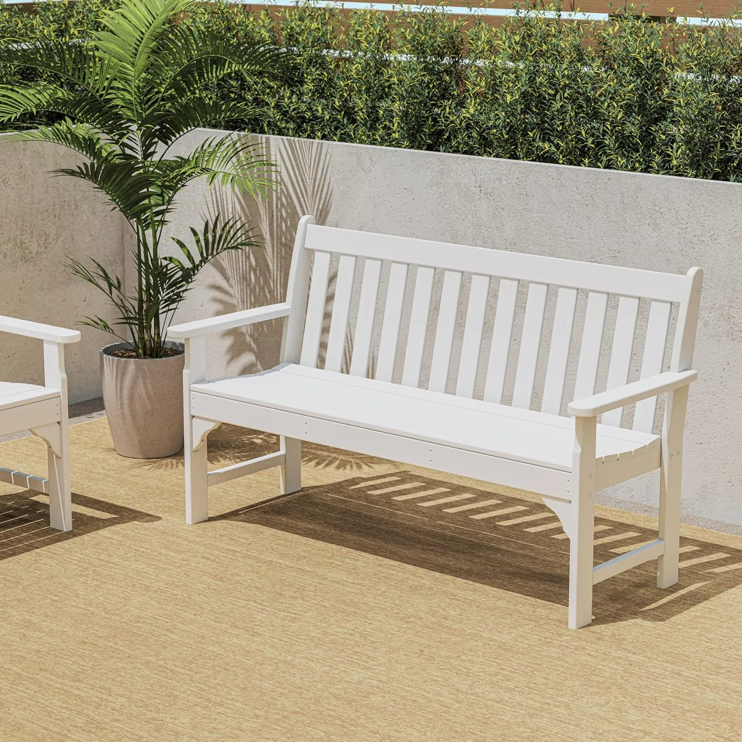 POLYWOOD Vineyard 60" Outdoor Patio Bench, White