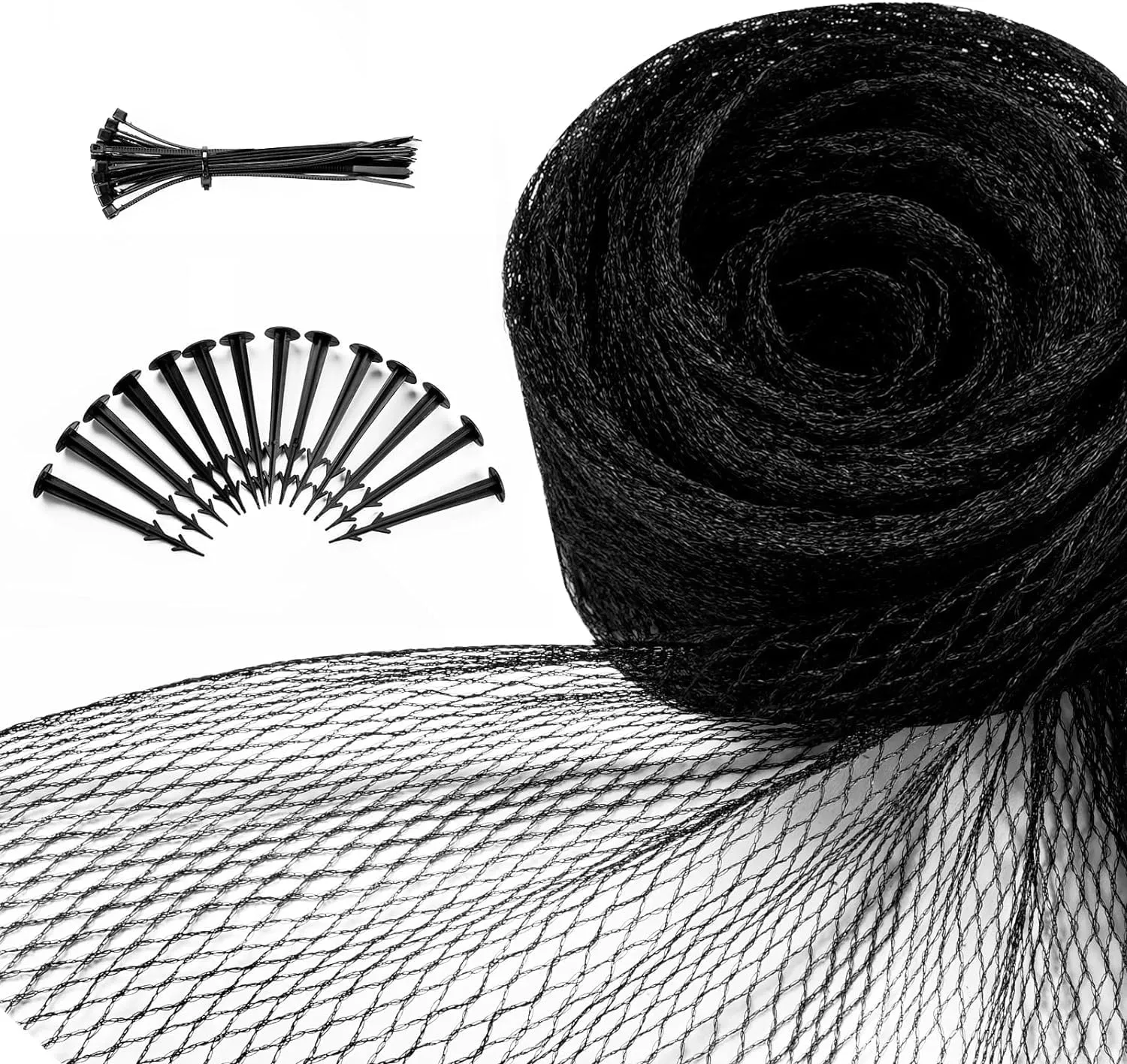 Pond Netting for Koi Ponds, 15 x 20 Pond Netting Cover for Leaves, Durable Koi Pond Net to Catch Leaves & Debris, Drive Herons, Raccoons, Cats & Predators Away, 14 Stakes Included (3/8” Mesh)