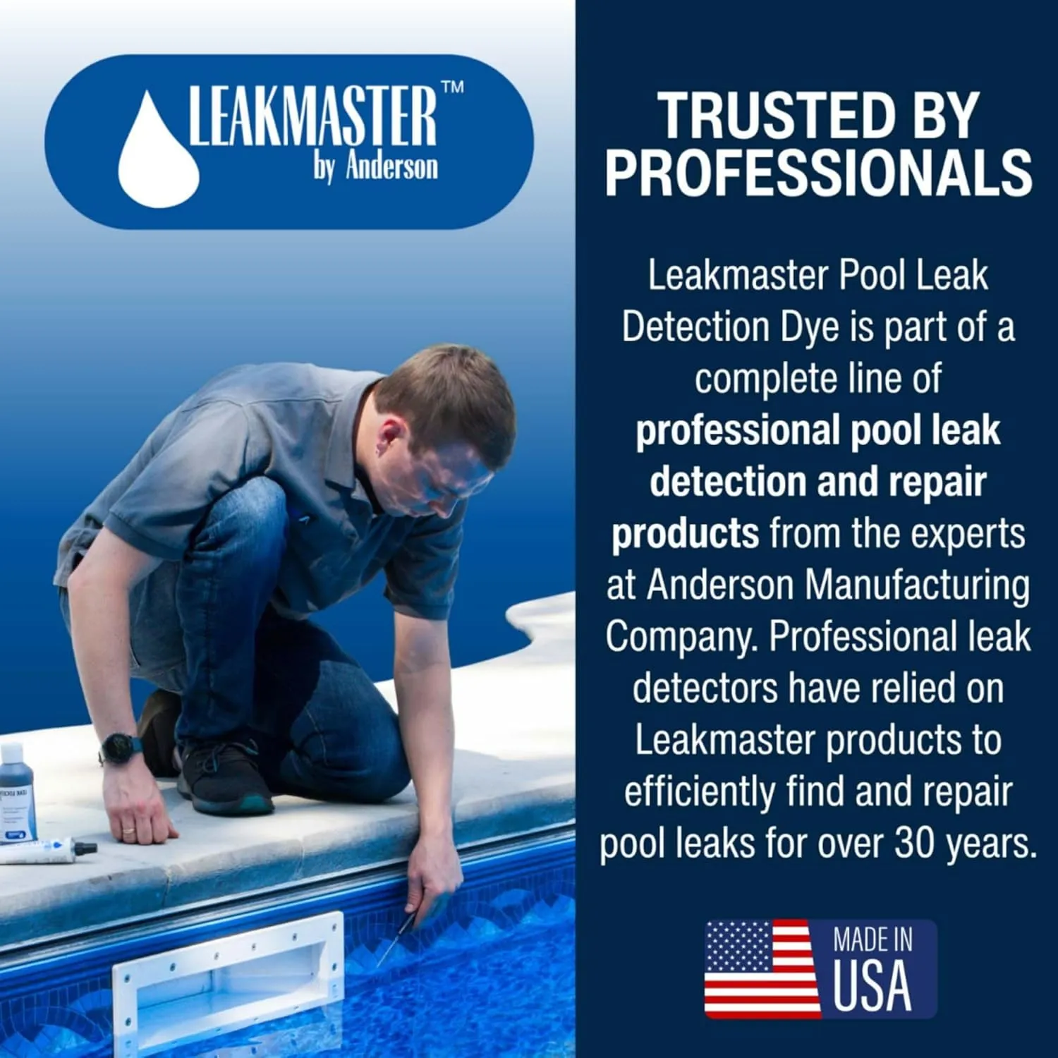Pool Leak Detection Kit – 8 oz Blue Dye with Reusable Syringe – High-Visibility Leak Finder for Pools, Hot Tubs & Spas – 40  Refills– Professional Water Tracing Tool (2 Pack)