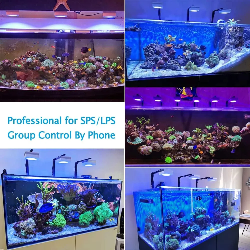 PopBloom RL90 Led Aquarium Light 200W, Smart APP Control Reef Light for Saltwater Coral Reef Growing Marine Aquarium Lamp for SPS/LPS Growth Fish Tank Light (2 lamp with arm kit)