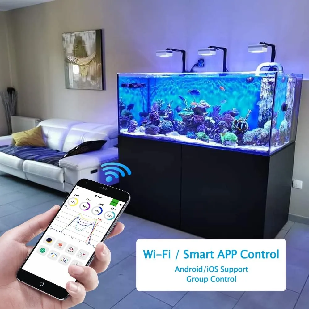 PopBloom RL90 Led Aquarium Light 200W, Smart APP Control Reef Light for Saltwater Coral Reef Growing Marine Aquarium Lamp for SPS/LPS Growth Fish Tank Light (2 lamp with arm kit)