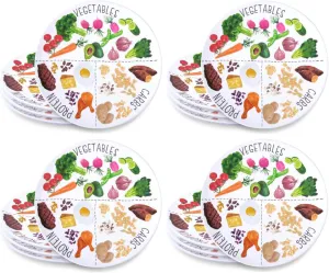 Portion Control Plate for Balanced Eating - Healthy Nutrition Plate for Adults and Teens - Melamine Dividers, Weight Loss, Diabetes Plate (12 Pack)