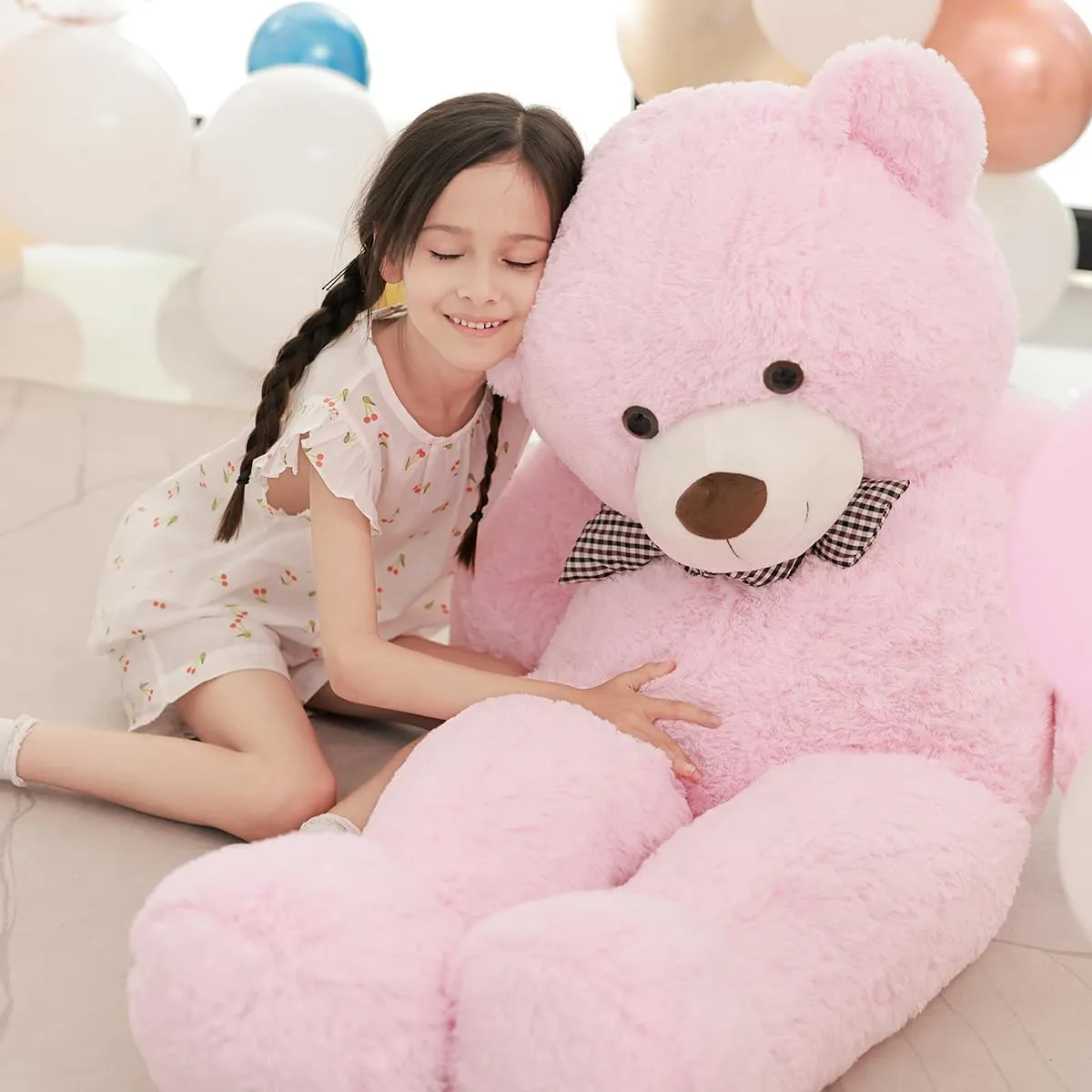 Poutmac 47 inch Giant Teddy Bear Stuffed Animal Big Plush Teddy Bear Valentine's Gift for Girlfriend Soft Stuffed Bear Animals for Christmas,Birthday,Mother's Day (Pink, 47 inch)