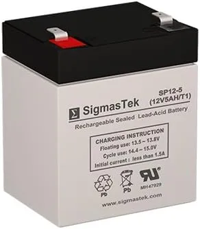 Power Sonic PS-1250-F1 Replacement Battery - 12 Volt 5 AH F1 Terminal by SigmasTek
