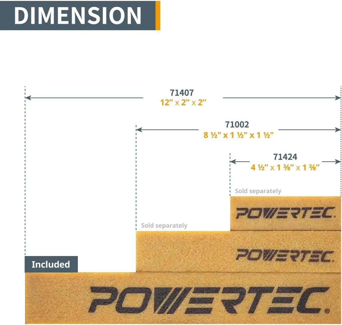 POWERTEC 71407-P2 Abrasive Cleaning Stick for Sanding Belts & Discs 12" 2PK | Natural Rubber Eraser - Woodworking Shop Tools for Sanding Perfection