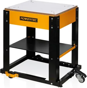 POWERTEC Tool Stand with Wheels, Casters & Melamine MDF Table Top, Power Tool Stand for Miter Saw, Drill Press, Belt Sander, Bench Grinder, Band Saw, Scroll Saw, Planer, Orange (UT1008)