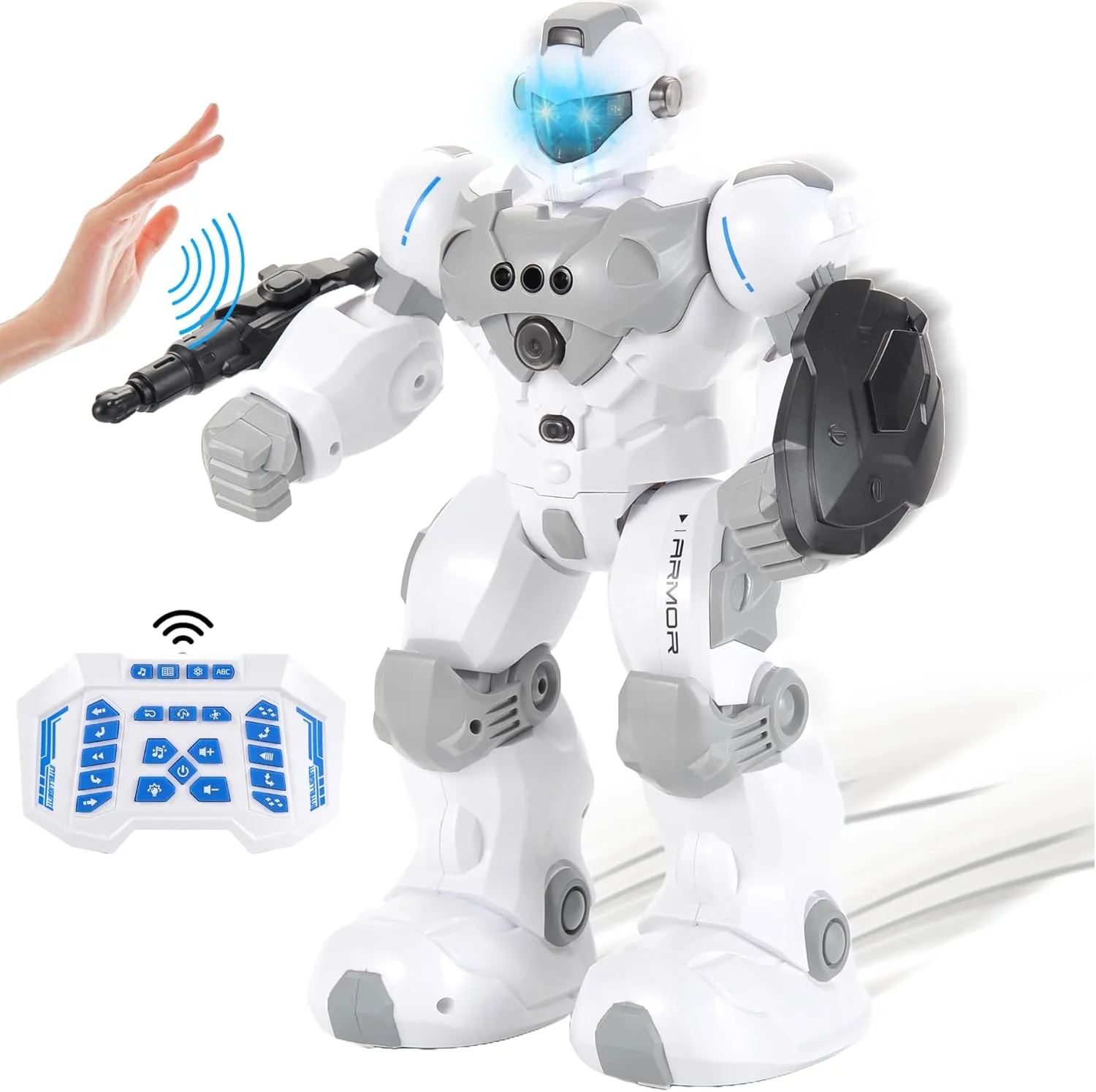 PowerTRC Remote Control Robot Toy for Kids | Rechargeable Smart Programmable RC Robot with 2.4Ghz Gesture Sensing | Great Gift for Boys, Girls Ages 6 7 8 9 10 