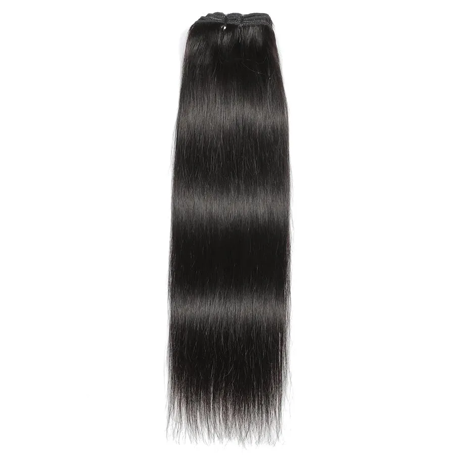 Premium 100% Human Hair Clip-In Extensions - Sleek Straight (8-Piece Set, 120g) (1B, 18 Inches)