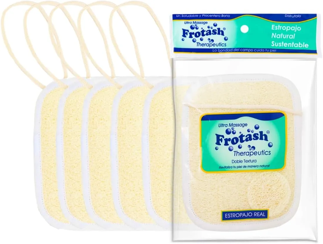 Premium Eco-Friendly Loofah Bath Large Sponge for Cleansing, Exfoliating & Massage| 100% Natural Handmade Luffa Body Scrubber| Double-Sided for Varied Exfoliation   Free Facial Pad| 6 Count