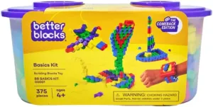 Premium Educational Building Blocks | 375 Piece Basics Kit | Creative STEM Toy for Ages 4  | Fits with Standard Blocks | Safe, Durable and Easy to Use | Move, Bend, Shape & Curve