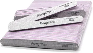 PrettyClaw | 50pc Professional Nail File 100/100 Grit Zebra Acrylic Nail Files Plastic Center Double Sided Zebra Emery Board for Nails Washable 7 inch Nail File