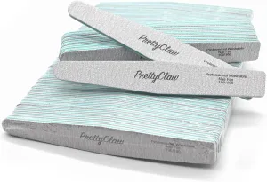 PrettyClaw | 50pc Professional Nail File 100/100 Grit Zebra Diamond Acrylic Nail Files Plastic Center Double Sided Zebra Emery Board for Nails Washable 7 inch Nail File