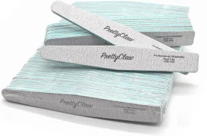 PrettyClaw | 50pc Professional Nail File 100/180 Grit Zebra Diamond Acrylic Nail Files Plastic Center Double Sided Zebra Emery Board for Nails Washable 7 inch Nail File