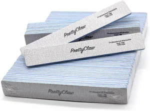 PrettyClaw | 50pc Professional Nail File 100/180 Grit Zebra Rectangle Acrylic Nail Files Plastic Center Double Sided Zebra Emery Board for Nails Washable 7 inch Nail File