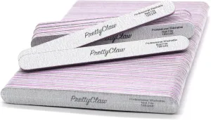 PrettyClaw | 50pc Professional Nail File 180/240 Grit Zebra Acrylic Nail Files Plastic Center Double Sided Zebra Emery Board for Nails Washable 7 inch Nail File