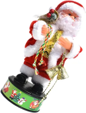 PRETYZOOM Animated Santa Claus Toy Rotating Musical Decoration Nonslip Base Small Bells