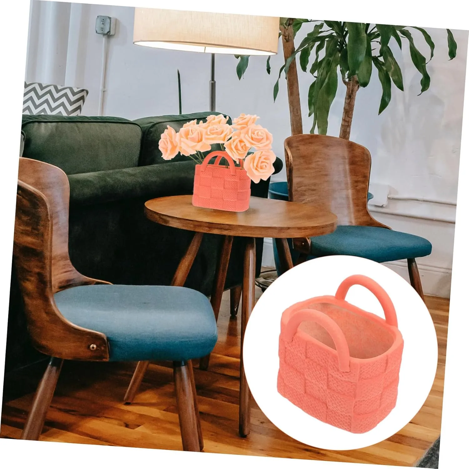 PRETYZOOM Handbag Shape Ceramic Vase Pink Purse Arranger Home Decor Vase