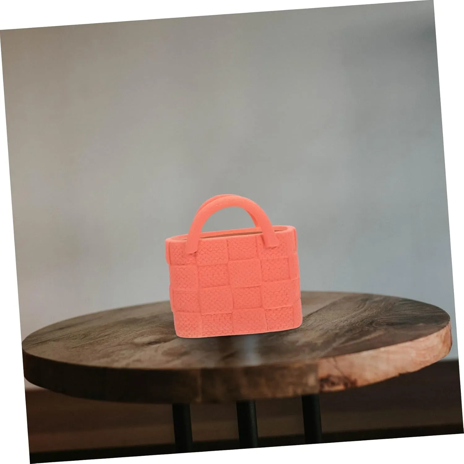 PRETYZOOM Handbag Shape Ceramic Vase Pink Purse Arranger Home Decor Vase