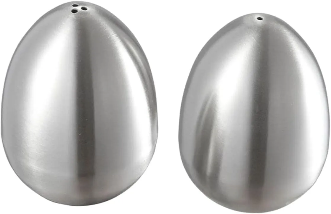 PRETYZOOM Pcs Egg Shape Spice Containers Stainless Steel Salt Pepper Dispenser Set Sugar Shaker Dispenser Storage Jar for Kitchen Decor