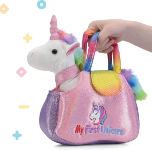 PREXTEX Unicorn Stuffed Animal with Purse - Plushlings Unicorn Toys - Unicorn Stuffed Animal - Unicorn Gift for Girls White Unicorn