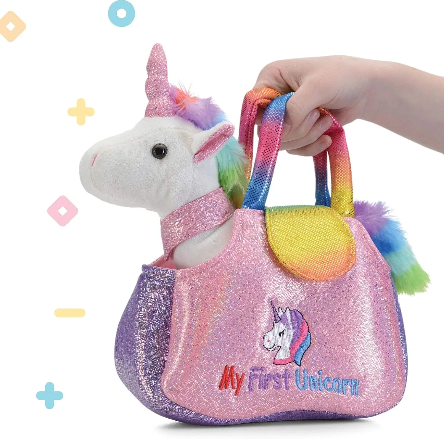 PREXTEX Unicorn Stuffed Animal with Purse - Plushlings Unicorn Toys - Unicorn Stuffed Animal - Unicorn Gift for Girls White Unicorn