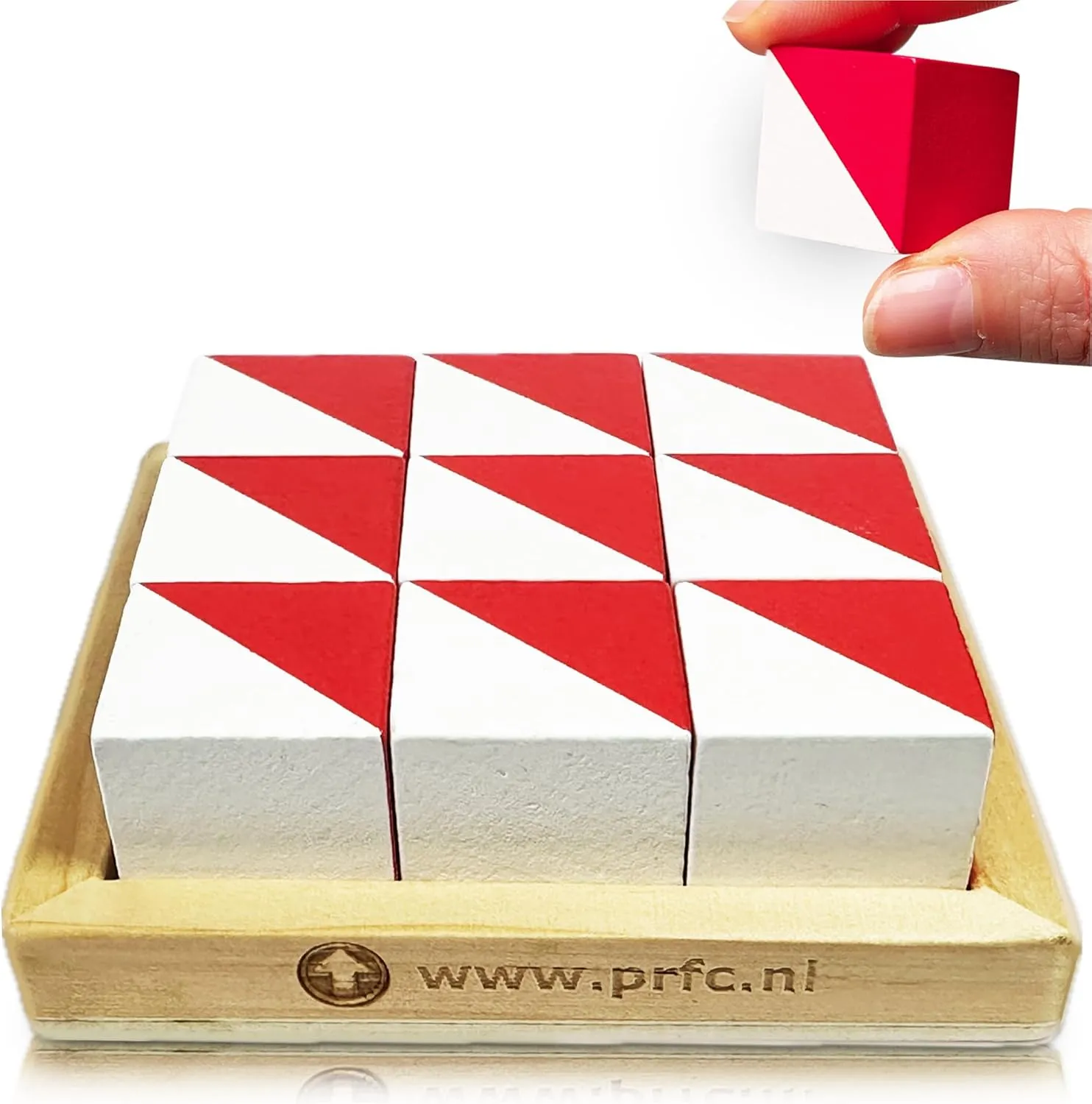 PrfcNL IQ Test Blocks - 9 wooden cubes in white and red with 60 patterns and mobile app, ideal for WISC, WAIS, WPPSI prep,educational STEM Montessori gift toy for All Ages Challenge