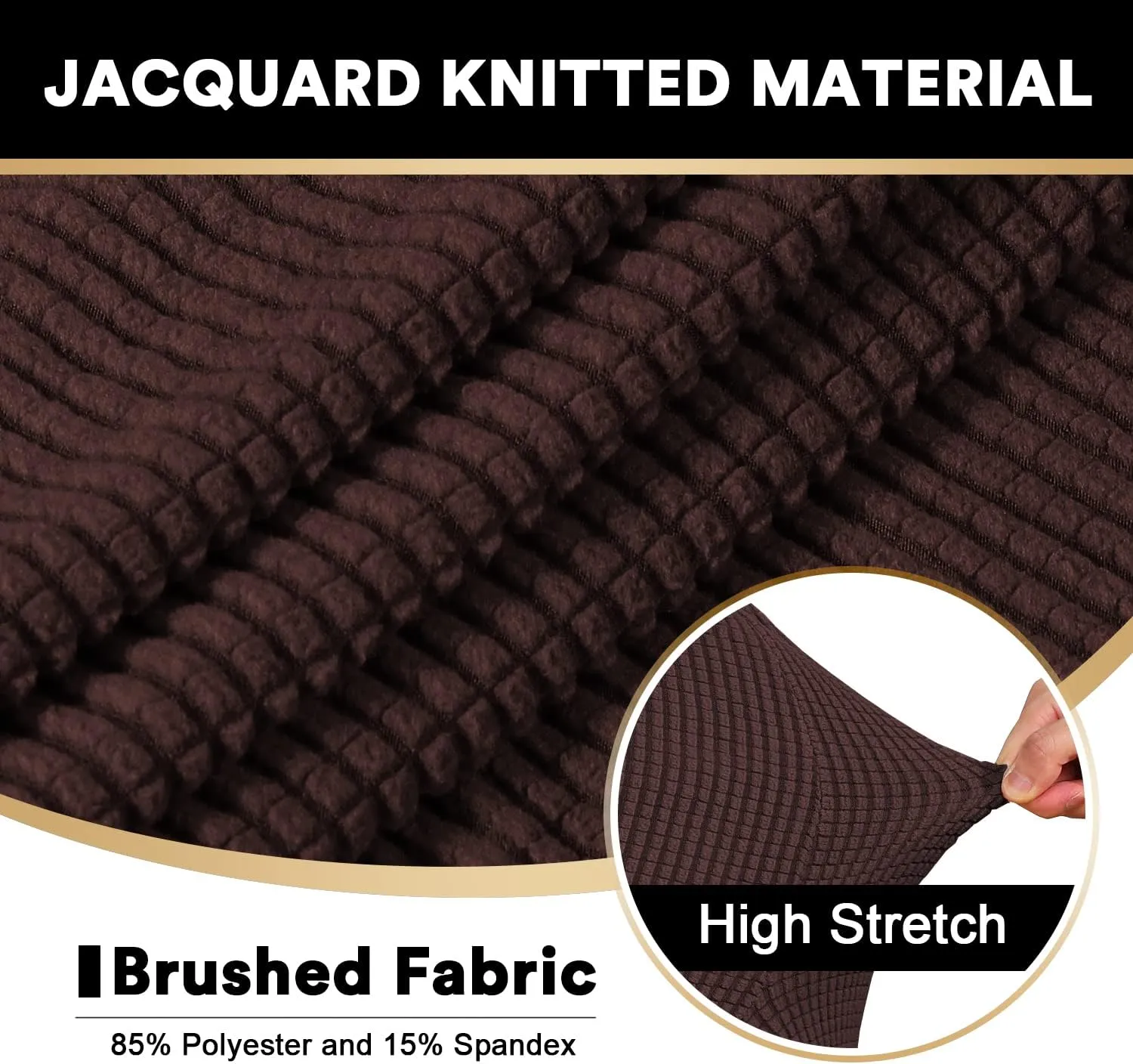 PrinceDeco T Cushion Sofa Slipcover 4 Pieces Sofa Covers for T Cushion Couch Soft Sofa Slip Covers Furniture Protector with 3 Individual T Shape Seat Covers (72"-90") Washable, Brown