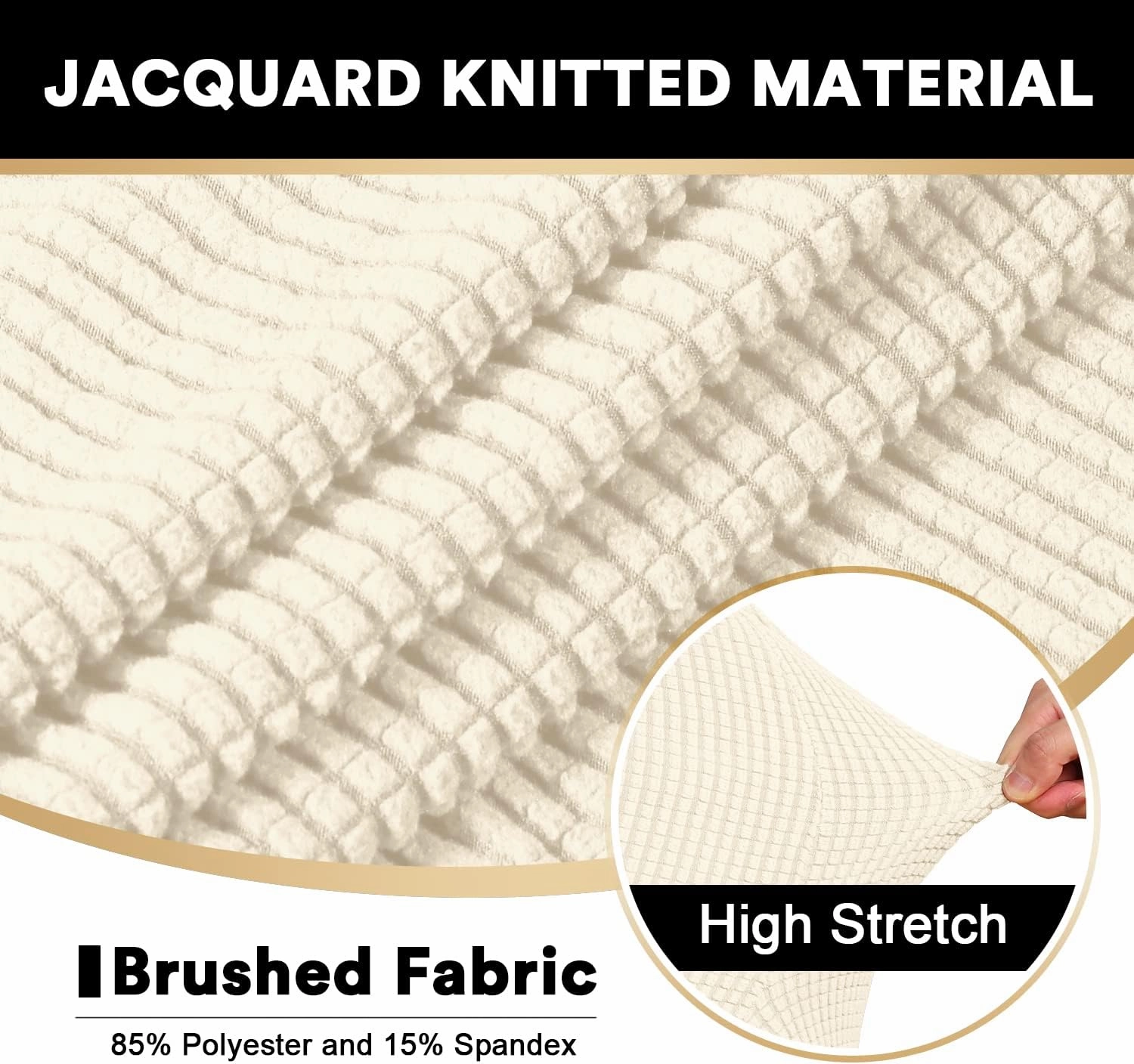 PrinceDeco T Cushion Sofa Slipcover 4 Pieces Sofa Covers for T Cushion Couch Soft Sofa Slip Covers Furniture Protector with 3 Individual T Shape Seat Covers (72"-90") Washable, Natural
