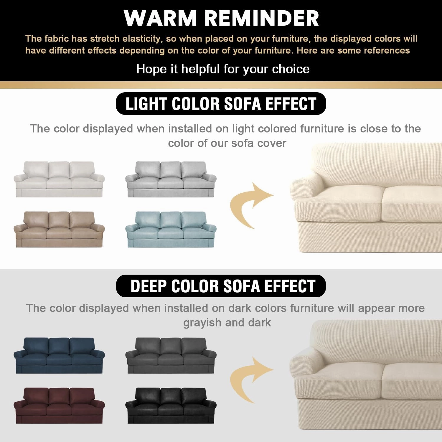PrinceDeco T Cushion Sofa Slipcover 4 Pieces Sofa Covers for T Cushion Couch Soft Sofa Slip Covers Furniture Protector with 3 Individual T Shape Seat Covers (72"-90") Washable, Natural