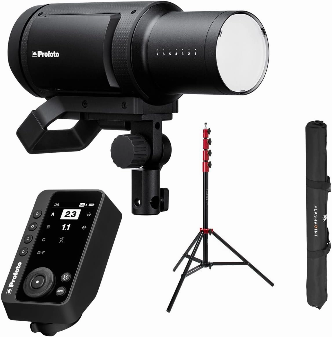 Profoto Pro-B3 750Ws Battery Powered Monolight, Bundle with Connect Pro Wireless Transmitter for Fujifilm and 9.5' Pro Air-Cushioned Stand