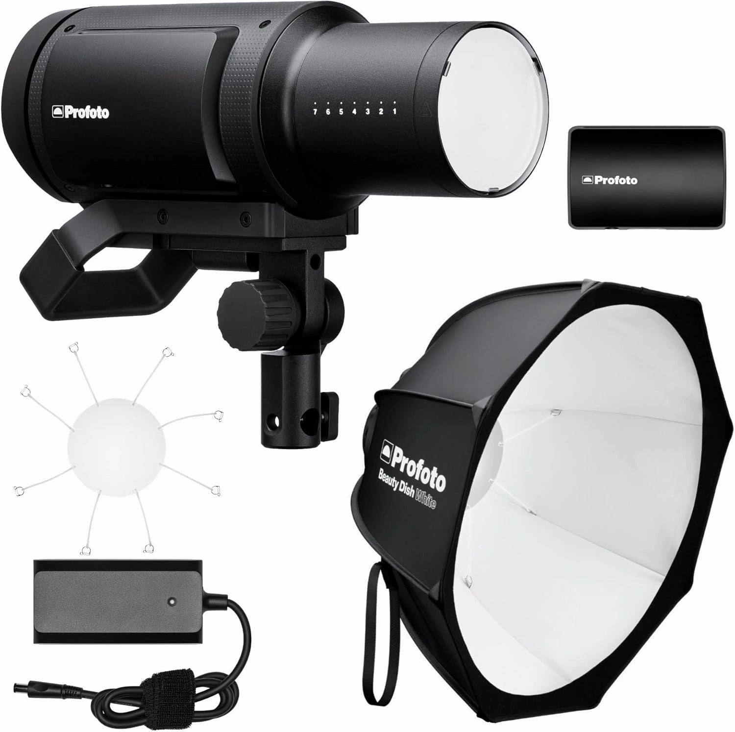 Profoto Pro-B3 Single Kit Bundle with Beauty Dish, Battery, Charger, and Deflector (5 Items)
