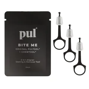 PUL Pack of 3 Reusable 2-in-1 Aligner Seating Chewie & Removal Tool — Compatible with Invisalign, Removable Braces, Retainers & Trays – Easy-to-Use Remover & Chew, Dental & Oral Hygiene Care – Black