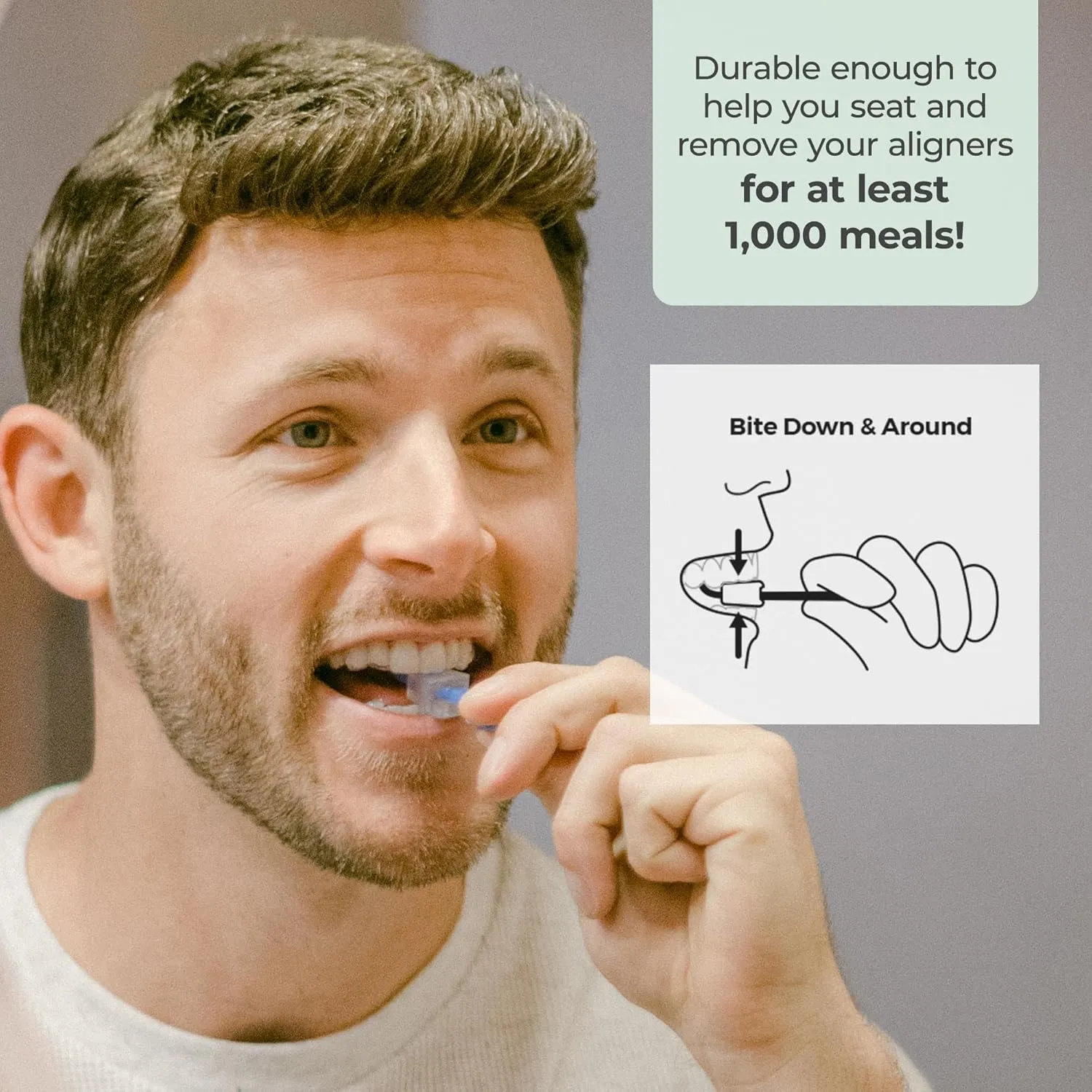 PUL Pack of 3 Reusable 2-in-1 Aligner Seating Chewie & Removal Tool — Compatible with Invisalign, Removable Braces, Retainers & Trays – Easy-to-Use Remover & Chew, Dental & Oral Hygiene Care – Black