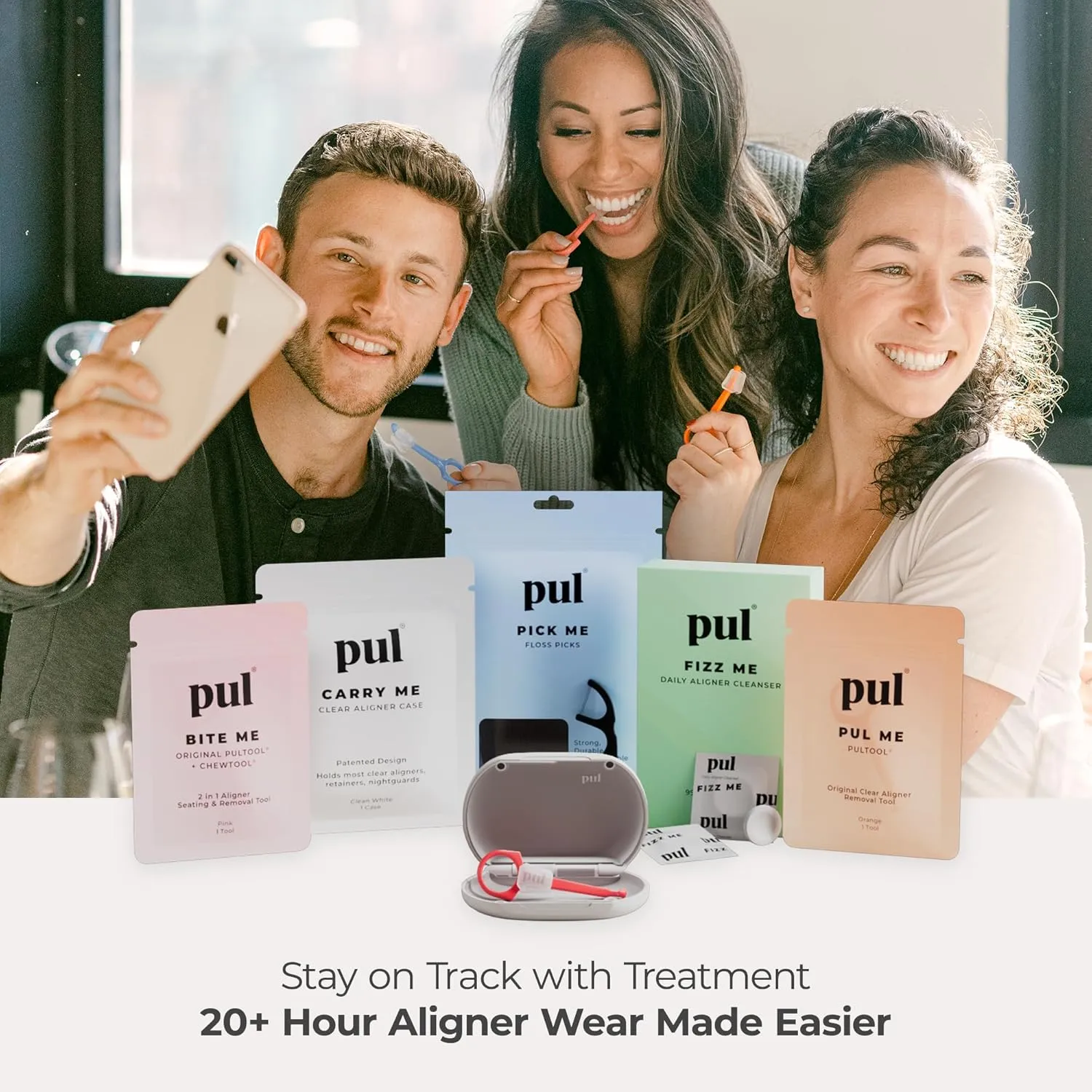 PUL Pack of 3 Reusable 2-in-1 Aligner Seating Chewie & Removal Tool — Compatible with Invisalign, Removable Braces, Retainers & Trays – Easy-to-Use Remover & Chew, Dental & Oral Hygiene Care – Black