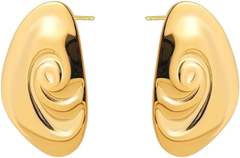 Punk Geometric Irregular Ribbed Metal Stud Earrings Stripe Heart Shape Studs For Women Wed Designer Jewelry Accessories